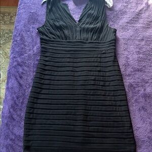 Adrianna Papell Black Textured Mini Dress